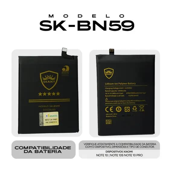 Bateria Oficial Skaiky BN59 Compativel Com XIAOMI REDMI NOTE 10 4G NOTE 10S