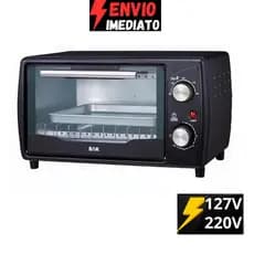 Forno Elétrico Bak 10L 110V/220V 1000W Bancada Master Cozinheiro Compacto C/Timer Desligamento