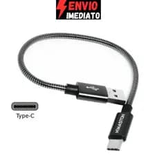 Cabo Usb Celular Tipo C Curto Pequeno 25 Cm Turbo 4.8A Reforçado