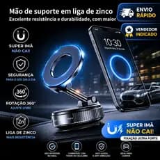 Suporte Veicular Magnético Forte Para Telefone Carro Dobrável 360 ° A Vácuo Ajustável Universal