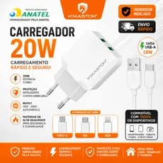 Fonte Carregador Celular Smartphone Turbo Hmaston USB 4.1A Homologado Anatel Tipo-C V8 IOS Iphone