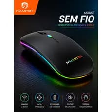 Mouse Sem Fio Rgb Recarregável Wireless Bluetooth H'maston E-1300/E-1200 Led Ergonômico E Silencioso