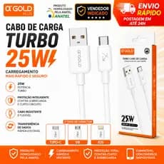 Cabo De Carregador Celular Tipo-C/V8/IOS 1M 25w Turbo