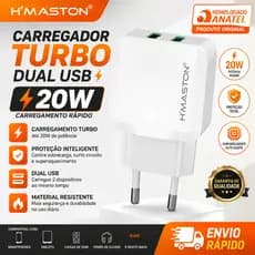 Fonte Carregador De Tomada 20w 4.1A Turbo 2 USB