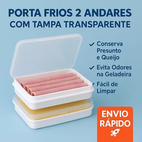 Organizador Porta Frios 2 Camadas com Tampa – Conserva Frios na Geladeira