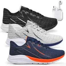 Kit 3 Tênis Masculino Prospect Spark Esporte Treino Caminhada Academia + Fone