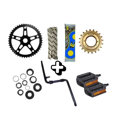Kit Relação Bike Coroa + Catraca + Corrente + Movimento Central + Pedal + Pedivela
