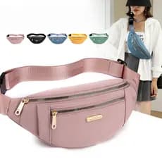 Bolsa Transversal Feminina Pochete em Lona Estilo Coreano Ajustável para Cintura e Peito