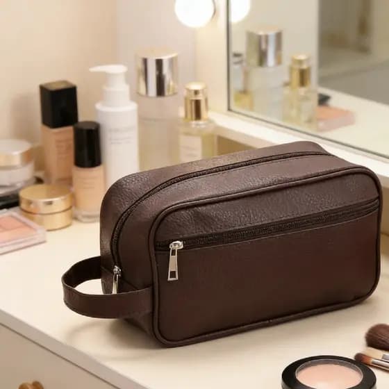 Necessaire organizadora unissex em couro sintético,grande capacidade,para maquiagem e higiene pessoal,ideal para viagem