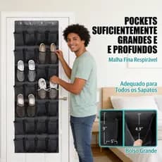 Organizador de Sapatos Pendurável para Porta, Multiuso, Dobrável e Resistente