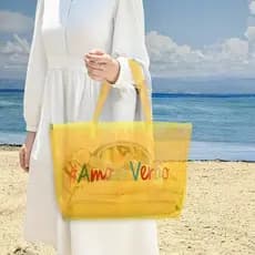 Bolsa de Praia Transparente Grande Impermeável em Vinil Ideal para Viagens Praia e Piscina