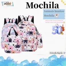 kit 3 Mochila Escolar De Grande Capacidade Para Estudante Feminina lmpermeável