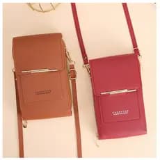 Bolsa Carteira Feminina Porta Celular Com Zíper Tipo Carteira Transversal De Couro
