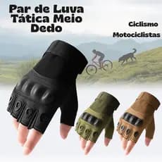 Luva Academia Tática Meio Dedo para Motociclistas Motoqueiros com Proteção Antiderrapante Moto Bike