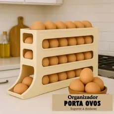 Organizador Porta Ovos Suporte 4 Andares Rolante Para 30 Ovos Dispenser e organizador de Geladeira