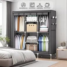 Guarda Roupa Dobrável Organizador De Roupas Portátil com Ziper Armário de Roupa Multifuncional