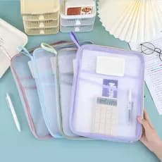 Saco De Arquivo De Malha Transparente Pacote De Classificação Assunto Portátil Documentos Com Zíper