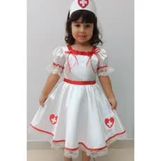 fantasia vestido de enfermeira infantil,feita de tecido cetim com lycra,acompanha tiara