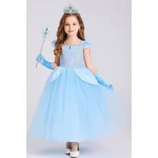 Fantasia infantil Cinderela acompanha acessórios (luva,tiara e a varinha)