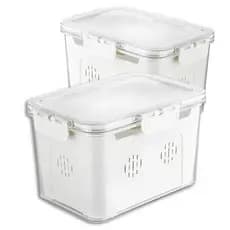 Cesto Organizador de Geladeira Tampa Transparente Praticidade Limpeza Alimentos Cozinha Grande Top