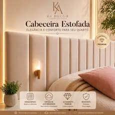 Cabeceira Estofada Modular 120cm Para Todos os Modelos de Cama Box Premium Decorativa Envio Rápido