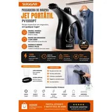 Passadeira de Roupas Suggar Jet PV1000PT 700W Bivolt Vapor Profissional Portátil