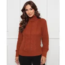 Blusa de Frio Tricot Grossa Gola Alta Feminina Cacharrel Tendência Moda Inverno