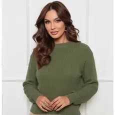 Blusa de Tricô Feminina Manga Longa Suéter Tricot Quentinho Frio Elegante Inverno