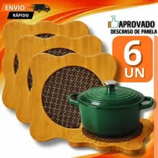 Combo 06 Descanso de Panela  MDF Apoio Panela Quente Protetor Mesa Madeira Cozinha 14.5CM