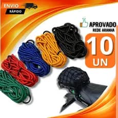 Kit Rede Elástica Aranha Para Capacete Bagageiro Bicicleta Moto Carro Reforçada