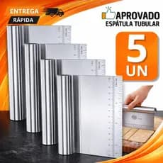 KIT Espátula Tubular Inox  Raspadora e Cortador de Massas, Bolo, Legumes e Cozinha Premium