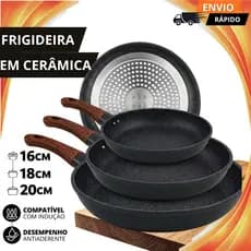 Frigideira Antiaderente Indução Cerâmica Black Não Usa Óleo Com Fundo Triplo Cozinha