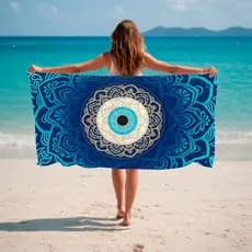 Canga de Praia Tema Olho Grego Verao Estampada Lancamento Saida Piscina