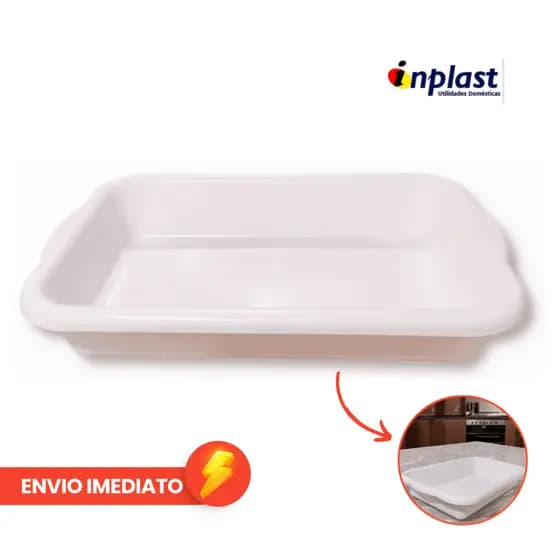 Bandeja de Carne Plástica Retangular Branca Multiuso