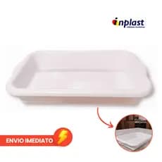 Bandeja de Carne Plástica Retangular Branca Multiuso
