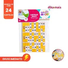 Cartela de Bingo Pacote c/24 unidades