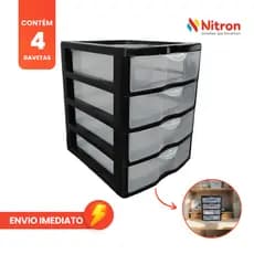 Gaveteiro 4 Gavetas Organizador De Mesa