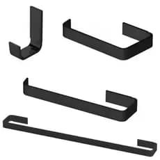 Kit Acessórios Para Banheiro Quadrado 4 Peças Luxo Preto Fosco Black