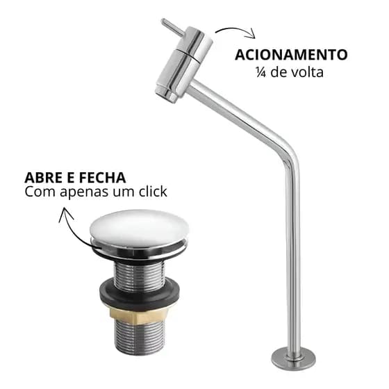 Kit Torneira Link Bancada ABS Cromado + Válvula Click – Durável e Moderna