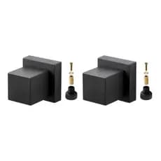 Kit 2 Acabamentos Quadrado Preto Fosco em Metal Para Registro De Chuveiro Com Conversor Deca Para Docol