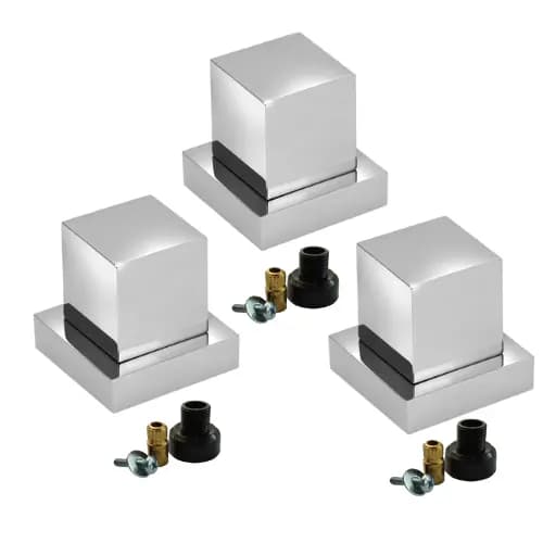 Kit 3 Acabamento Quadrado Cromado em Metal Para Registro De Chuveiro Com Conversor Deca Para Docol