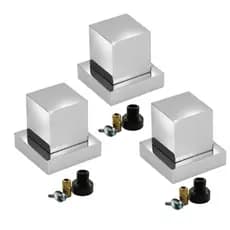 Kit 3 Acabamento Quadrado Cromado em Metal Para Registro De Chuveiro Com Conversor Deca Para Docol
