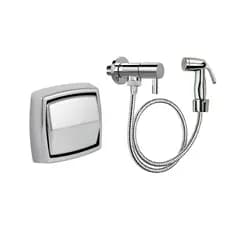 Kit Banheiro Cromado ABS – Ducha Higiênica + Acabamento de Descarga Durável e Prático