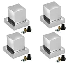 Kit 4 Acabamento Quadrado Cromado em Metal Para Registro De Chuveiro Com Conversor Deca Para Docol