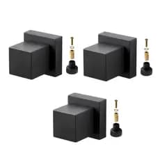 Kit 3 Acabamento Quadrado Preto Fosco em Metal Para Registro De Chuveiro Com Conversor Deca Para Docol