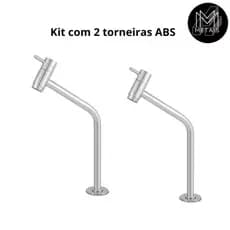 Kit 2 Torneira abs Luxo Bancada Link Banheiro Cuba Lavabo Lavatório Cromado
