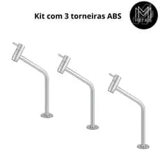 Kit 3 Torneira abs Luxo Bancada Link Banheiro Cuba Lavabo Lavatório Cromado