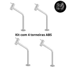 Kit 4 Torneira abs Luxo Bancada Link Banheiro Cuba Lavabo Lavatório Cromado