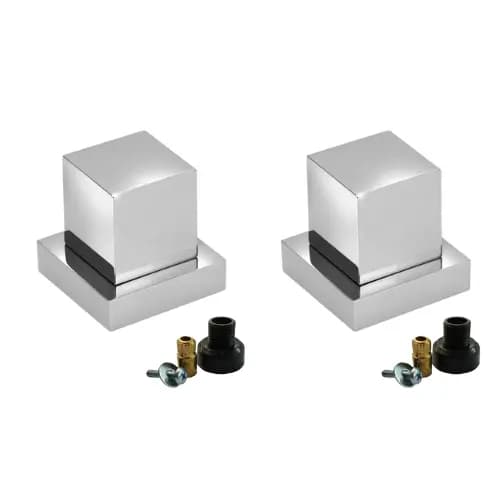 Kit 2 Acabamento Quadrado Cromado em Metal Para Registro De Chuveiro Com Conversor Deca Para Docol