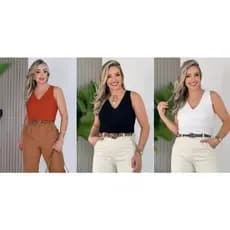 Blusa Feminina Regata Alça Larga Tecido Crepe Duna Tendência Regata Lisa Básica Elegante